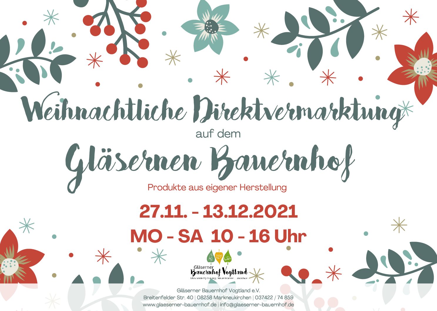 Weihnachtliche Direktvermarktung                                         in unserer Bauernstube